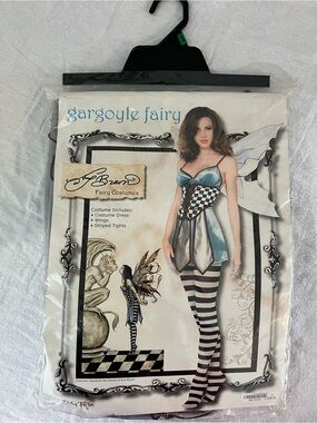 Gargoyle Fairy Costume Black and White Striped Tights